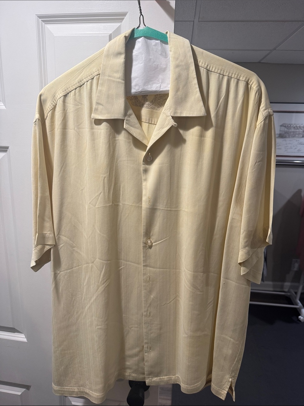 Men's Tommy Bahama Short-Sleeve Camp Shirt in Light yellow 100% silk
